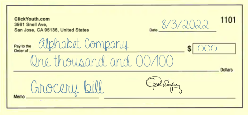 how to write a check for 1000